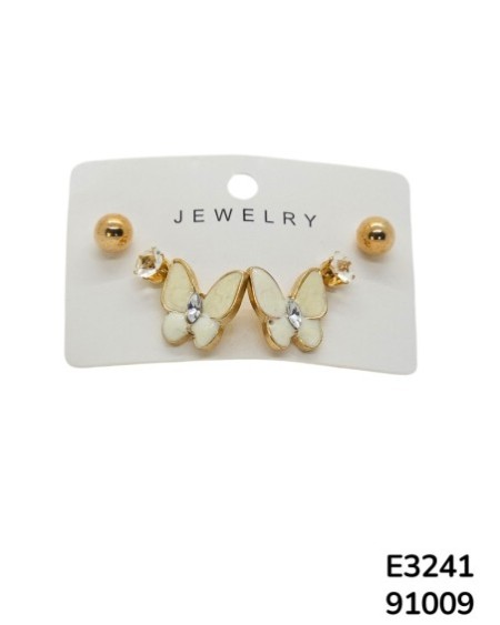 E3241 Set de aretes tipo stud florales elegantes