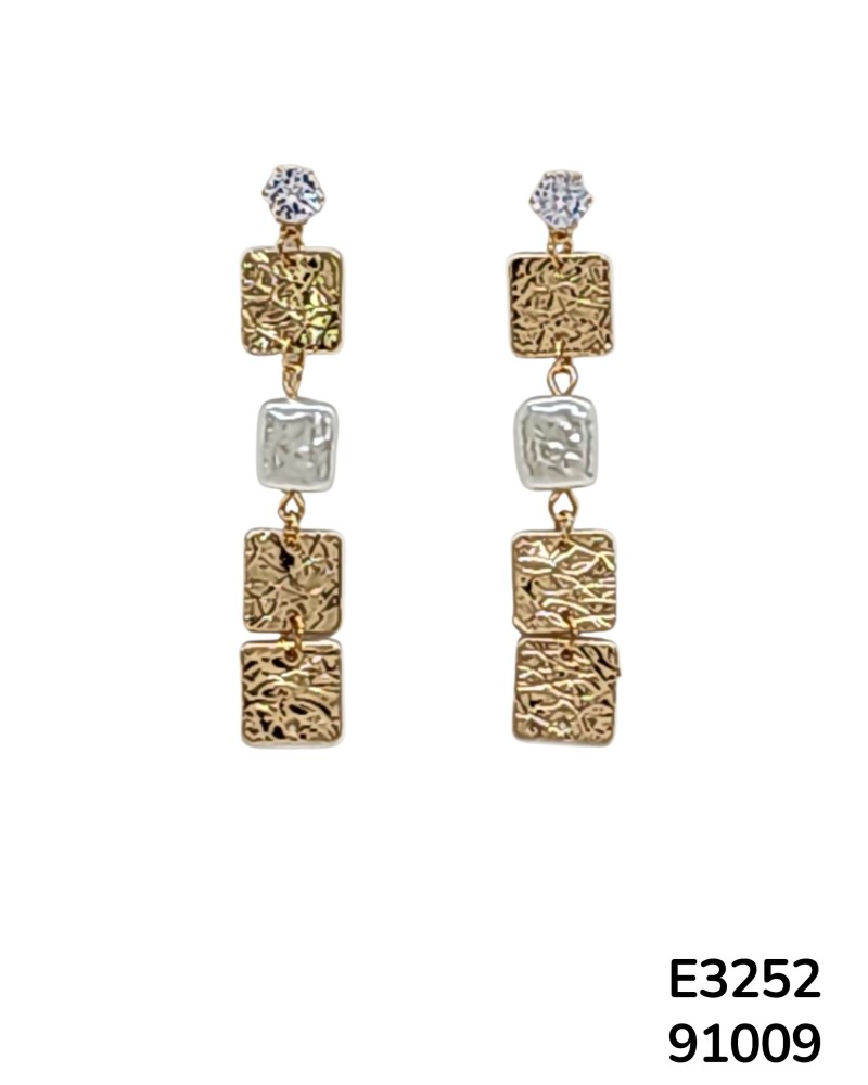 E3252 Aretes colgantes geométricos con perla