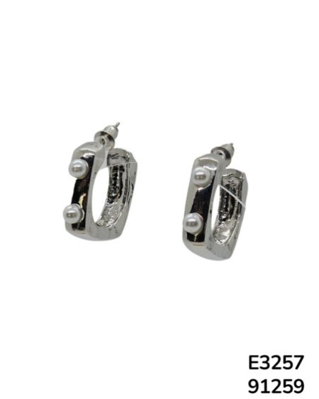 E3257 Aretes cuadrados con perla