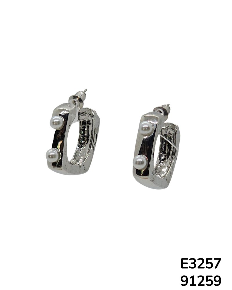 E3257 Aretes cuadrados con perla