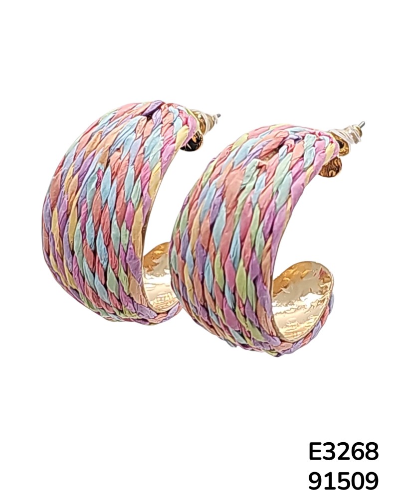 E3268 Aretes tipo media luna de paja