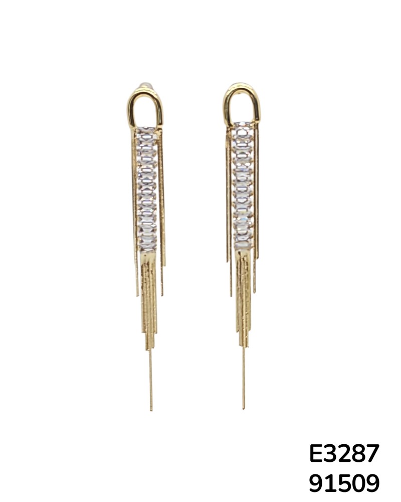 E3287 Aretes de flecos dorados