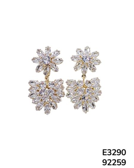 E3290 Aretes florales con cristales
