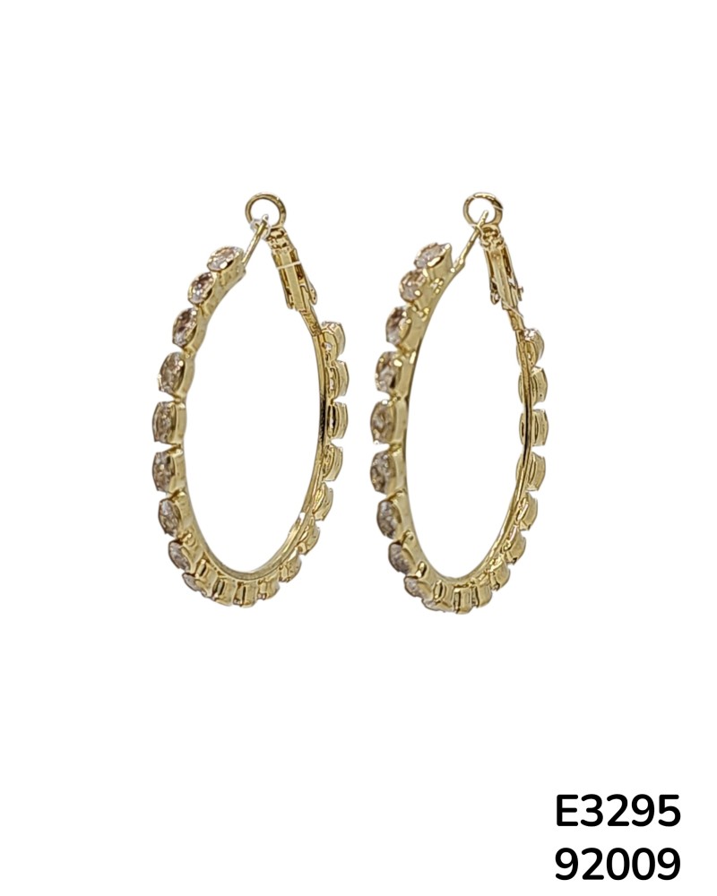 E3295 Aretes de aro dorado con cristales marquise