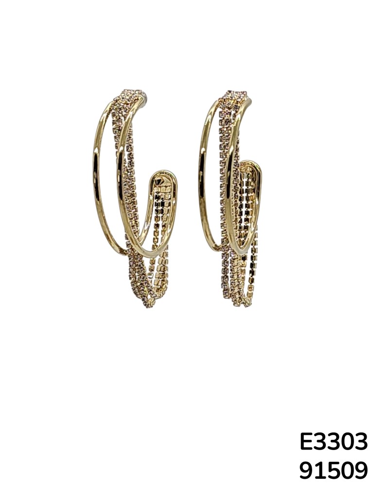 E3303 Aretes de doble aro con cristales
