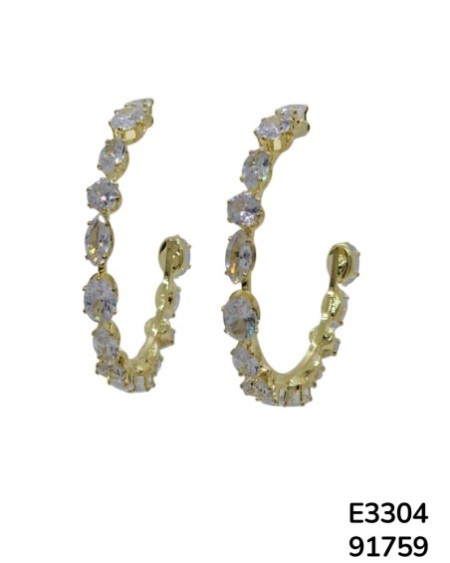 E3304 Aretes de aro con cristales marquesa