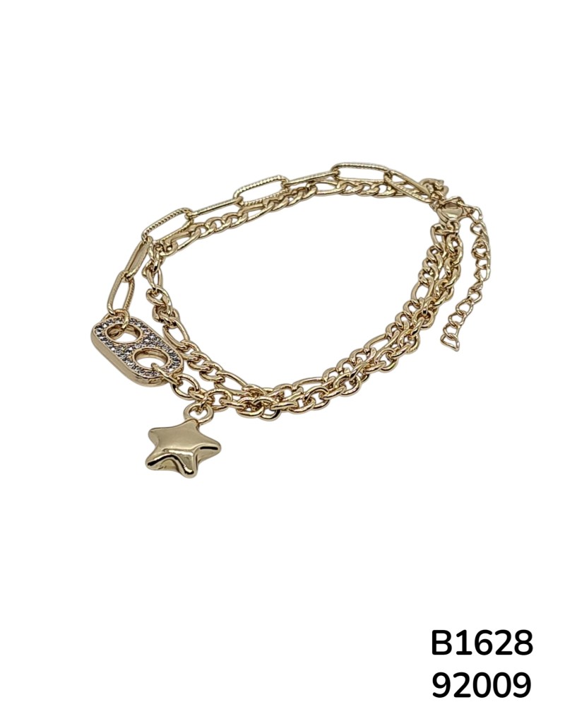 B1628 Pulsera con Dije de Estrella y Enlace con Brillantes