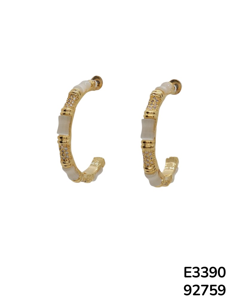 E3390 Aretes de aro con textura de bambú