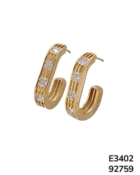 E3402 – Aretes Aro Geométrico Dorado