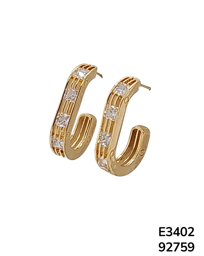 E3402 – Aretes Aro Geométrico Dorado
