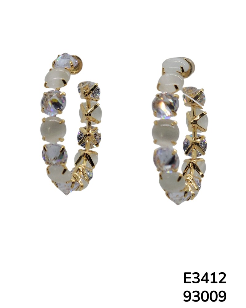 E3412 – Aretes Aro con Gemas de dos tipos