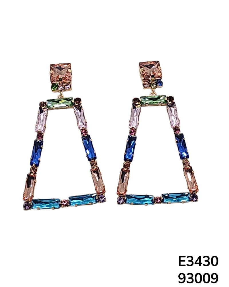 E3430 – Aretes Colgantes con Gemas Multicolor