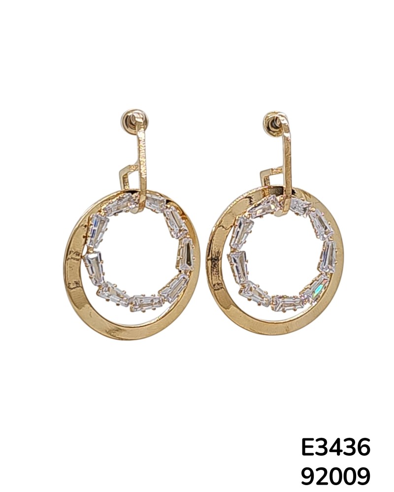 E3436 – Aretes Círculo Dorado con Cristales