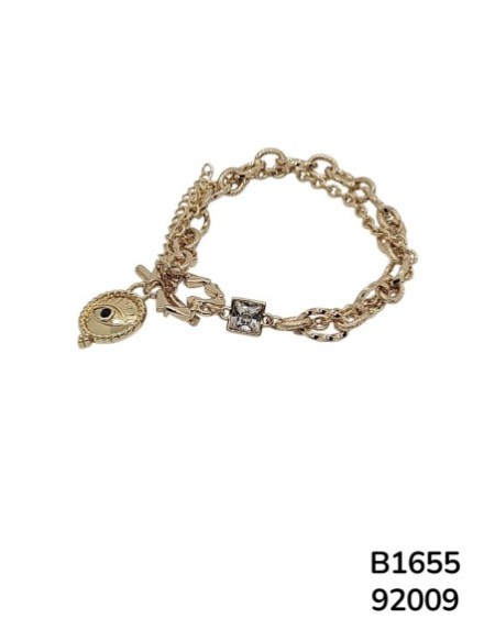 B1655 Pulsera Dorada con Dije de Ojo Turco