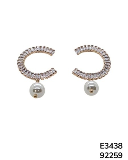 E3439 – Aretes de semi circulo con cristales