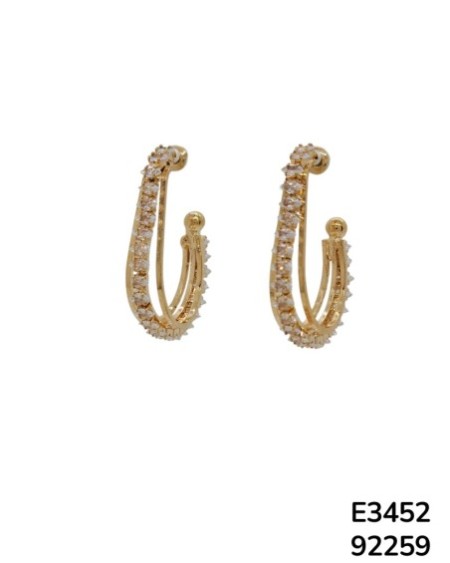 E3452 – Aretes Aro Curvo con Cristales