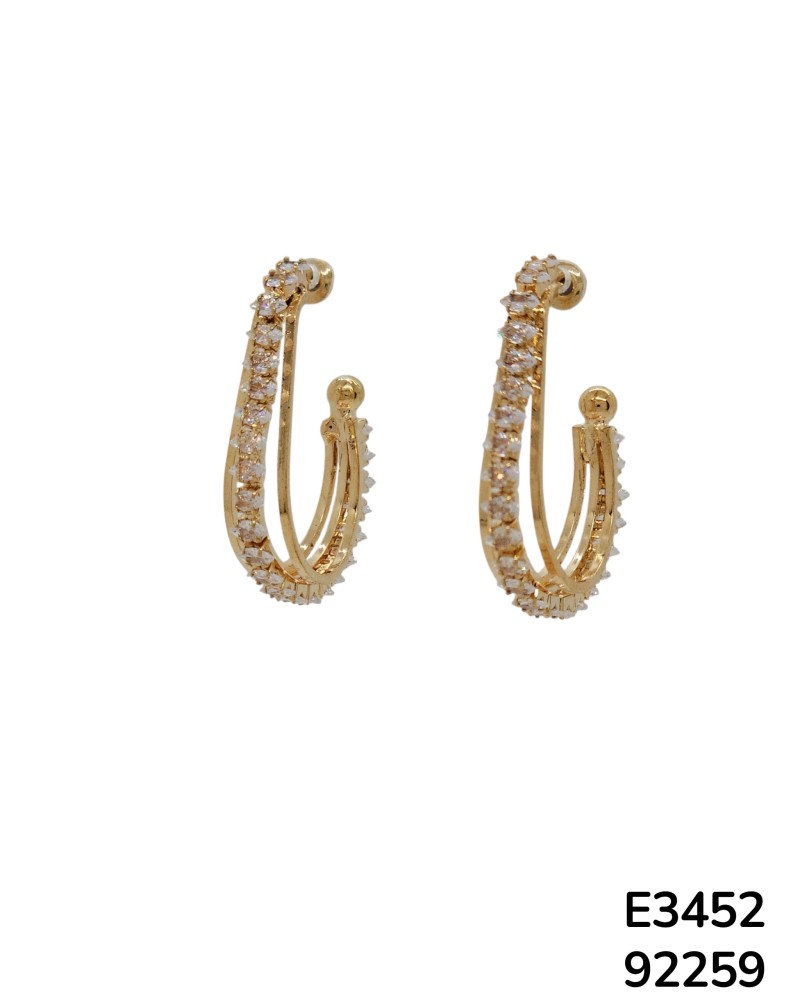 E3452 – Aretes Aro Curvo con Cristales