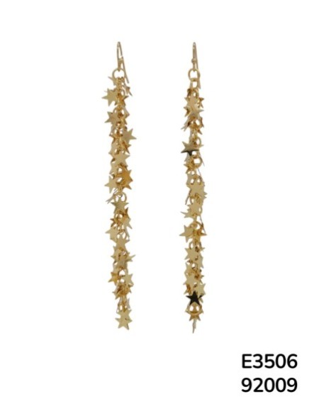 E3506 – Aretes en Cascada con Estrellas Doradas