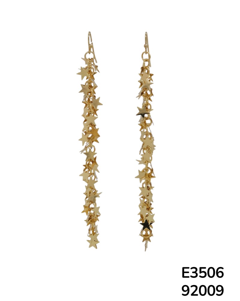 E3506 – Aretes en Cascada con Estrellas Doradas