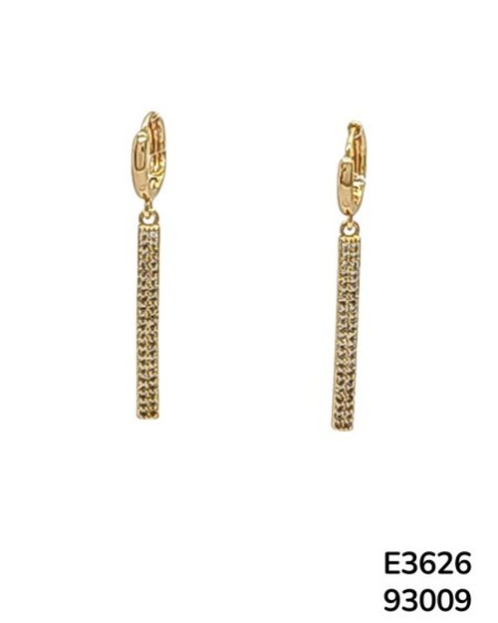 E3626 – Aretes dorados con barra de cristales