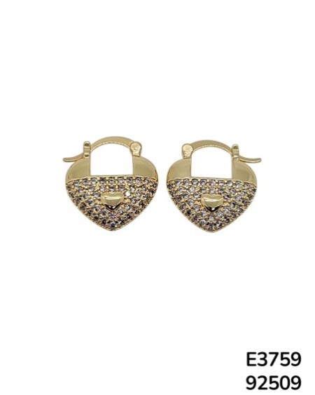 E3759 – Aretes Aro con Candado de Corazón