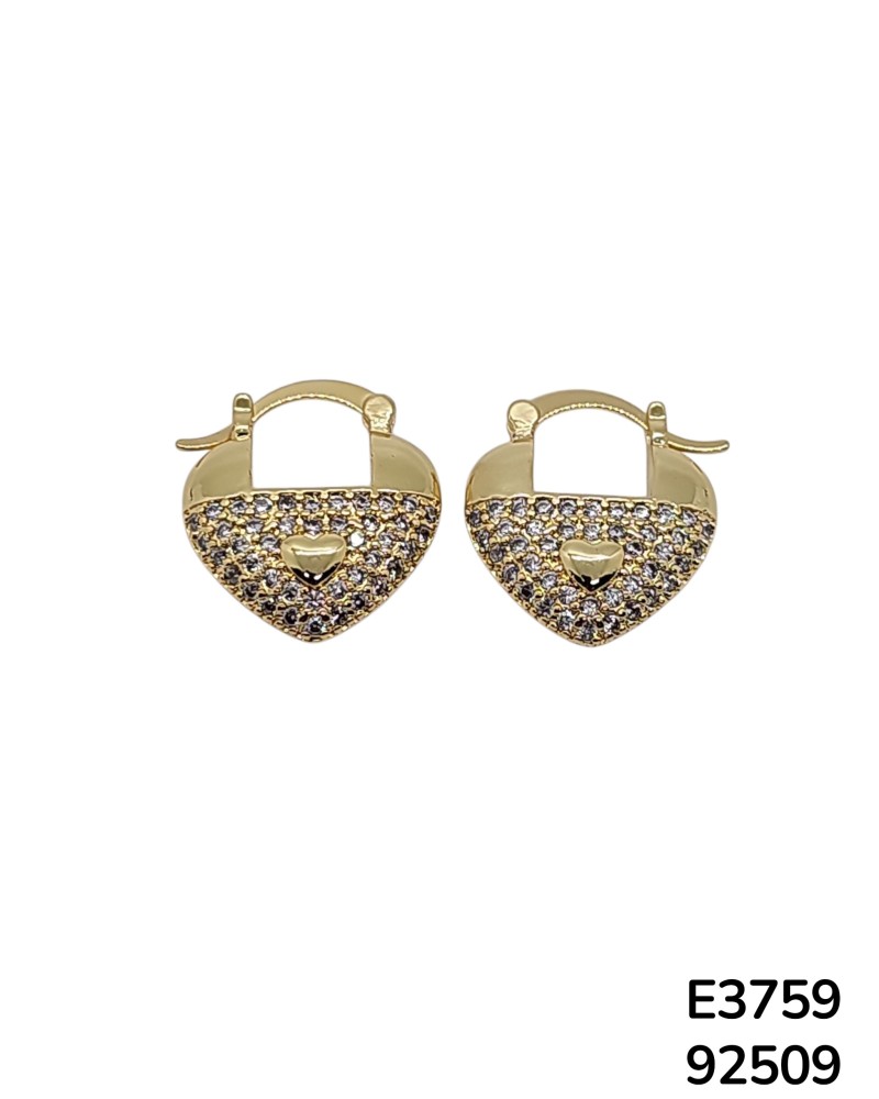 E3759 – Aretes Aro con Candado de Corazón