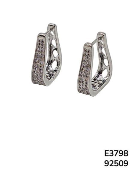 E3798 – Aretes Aro Angular Plateado