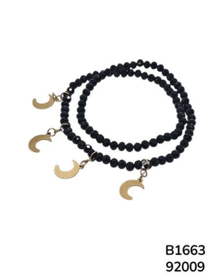 B1663 Pulsera con Dije de Luna Creciente Negra