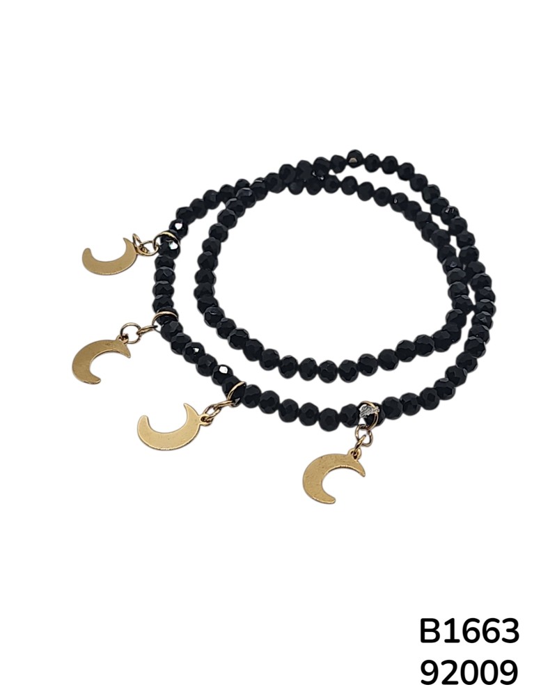 B1663 Pulsera con Dije de Luna Creciente Negra