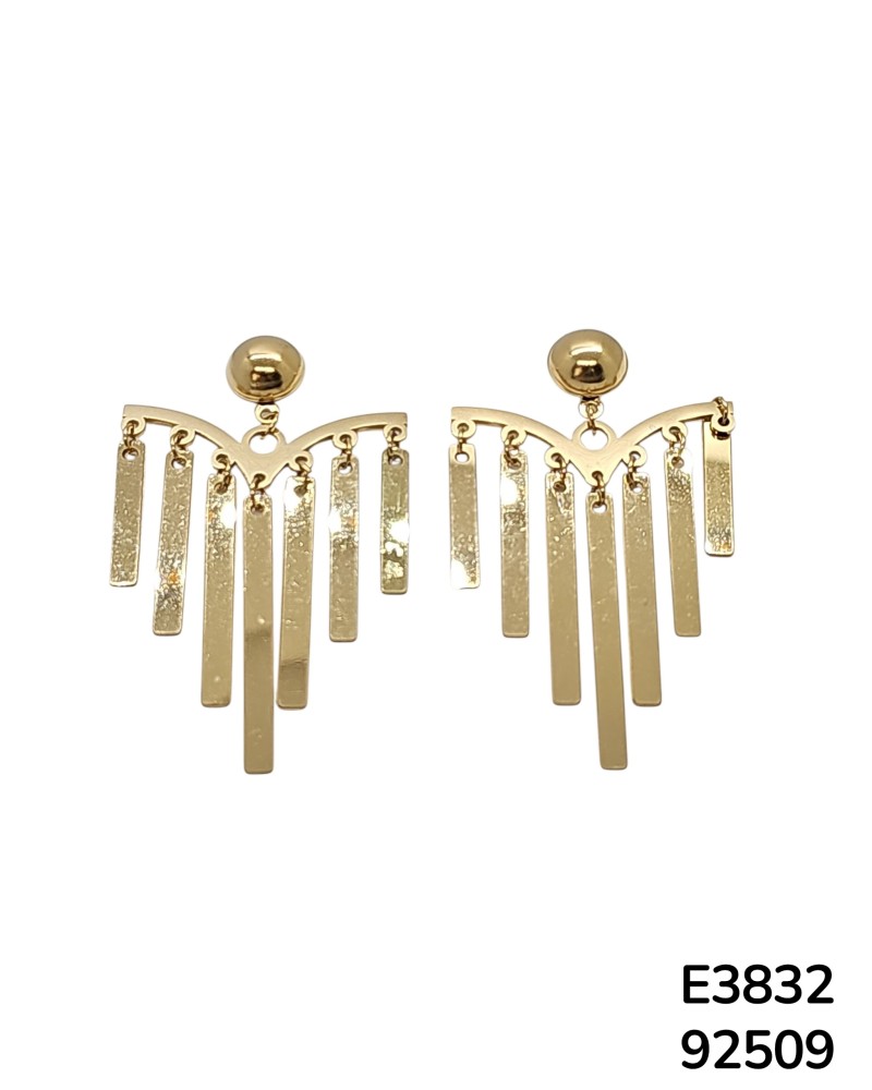E3832 – Aretes Colgantes Dorados de Acero Inoxidable