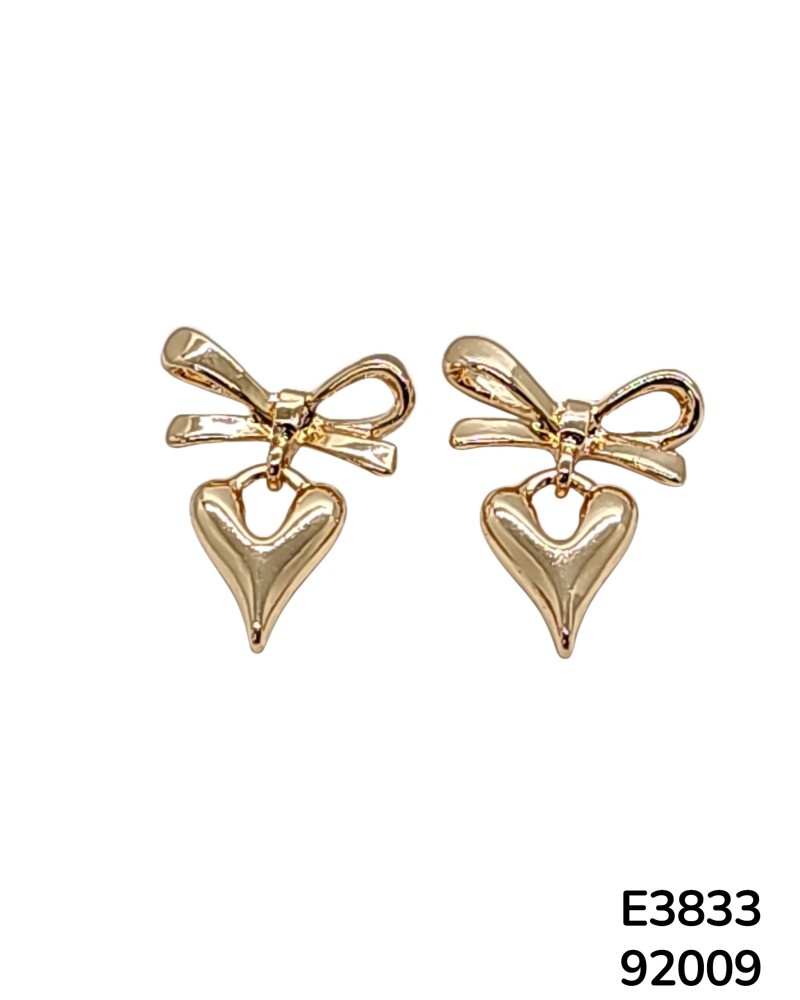 E3833 – Aretes de Acero Inoxidable con Moño y Corazón