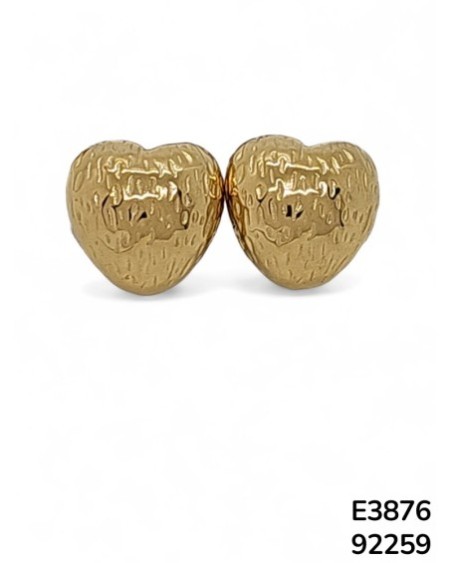 E3876 – Aretes en Forma de Corazón Martillado
