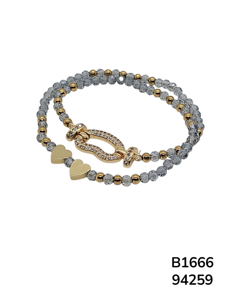 B1666 Pulsera con Dije de Corazón Negro