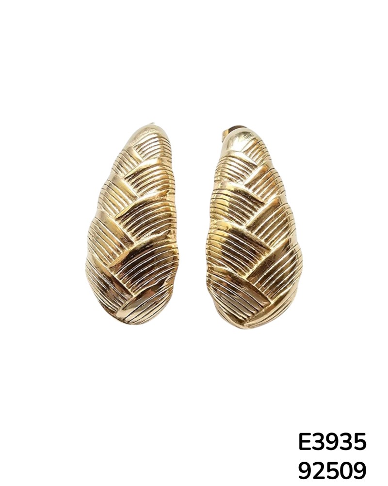 E3935 – Aretes de Acero Inoxidable con Hoja Texturizada