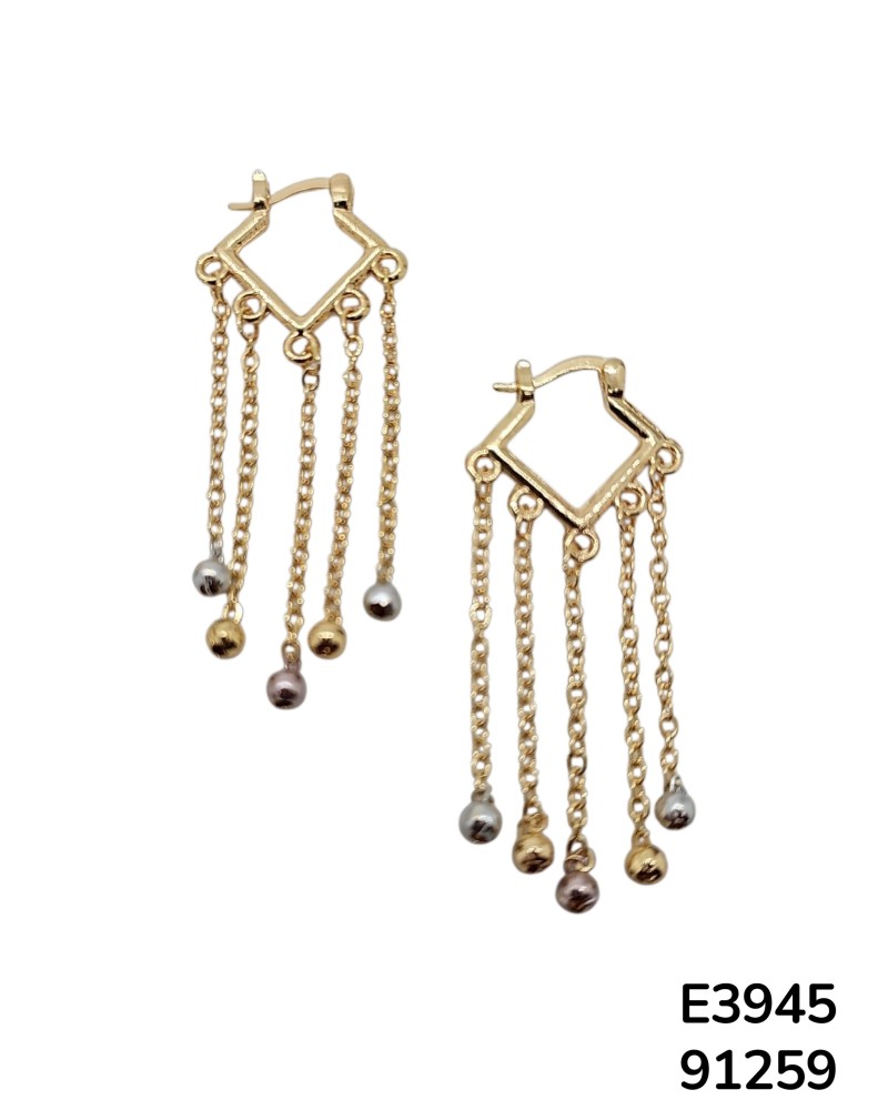 E3945 – Aretes de Cadena en Forma de Diamante