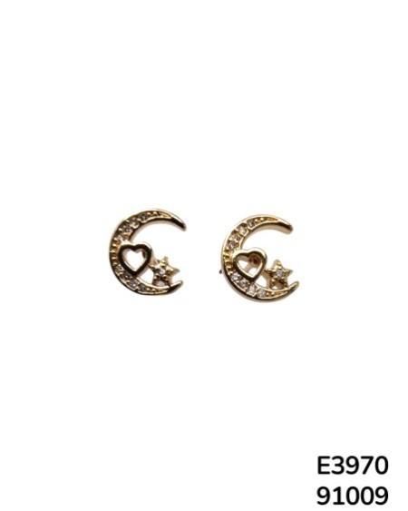 E3970 – Aretes Chapados en oro con Luna