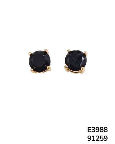 E3988 – Aretes Stud con Gema Negra