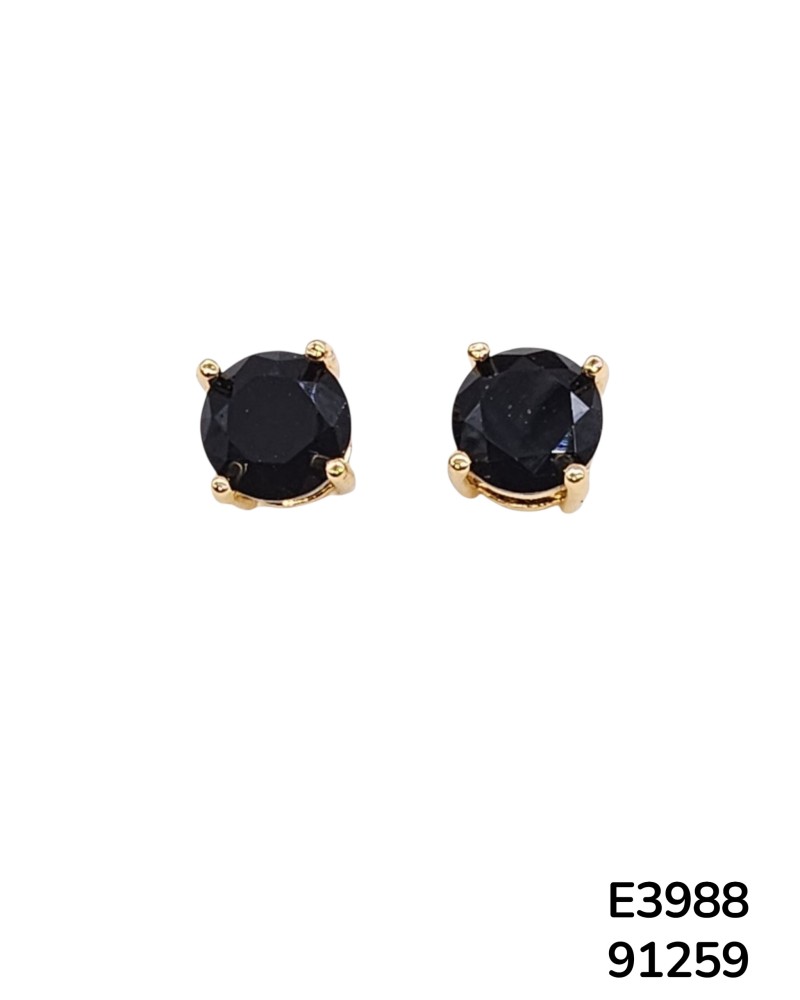 E3988 – Aretes Stud con Gema Negra