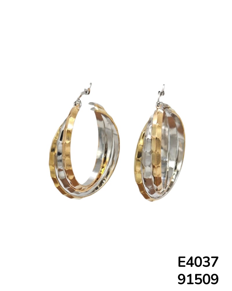E4037 Aretes de 3 Aros Dorado Plateado