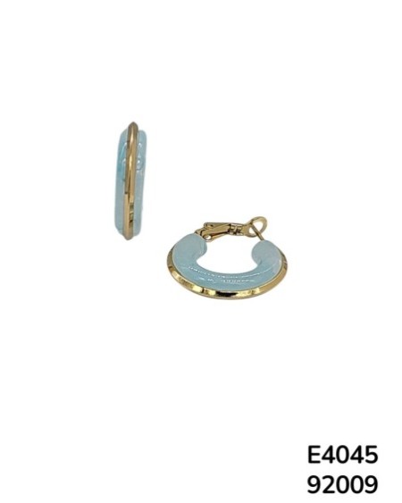 E4045 Aretes en Acero Inoxidable estilo Aros con una recina Azul o Verde