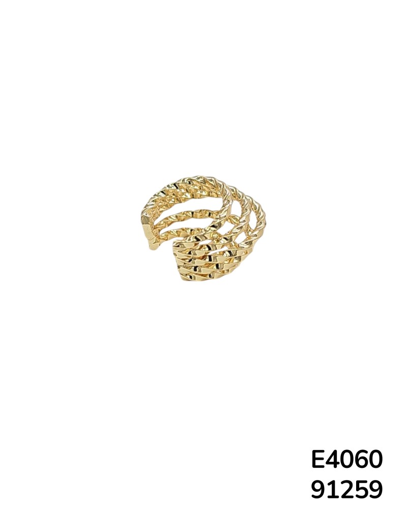 E4060 Arete Ear Cuffs de Chapado en oro dorado entrelazado en espiral