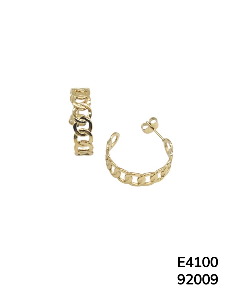 E4100 Aretes en Acreo Inoxidable Dorado o plateado en forma de mini Cadena