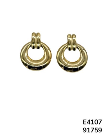 E4107 Aretes en Acero Inoxidable Dorado en Forma Precolombina