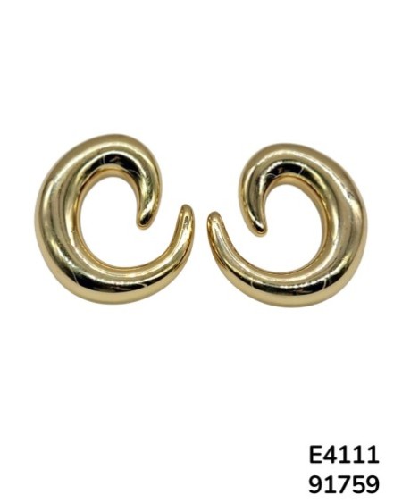 E4111 Aretes en Acero Inoxidable en forma de ola Dorado en 3D