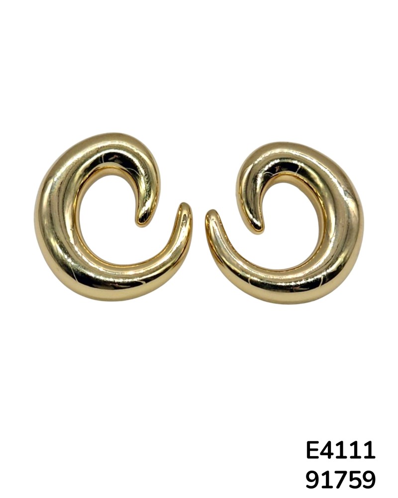 E4111 Aretes en Acero Inoxidable en forma de ola Dorado en 3D
