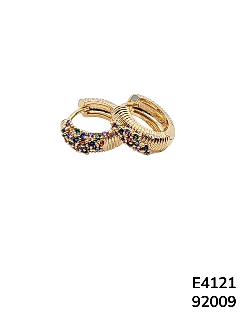 E4121 –  Aros con diseño y cristales de colores
