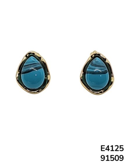 E4125 -  Aretes de gota con piedra azúl turqueza