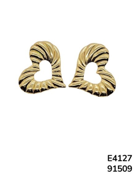 E4127 – Aretes Chunky de Corazón a rayas
