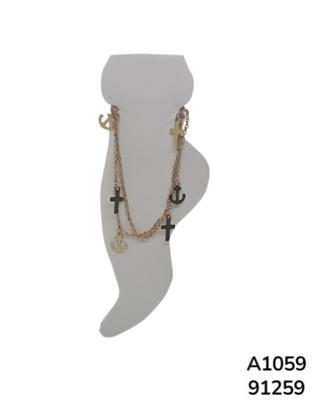 A1059 Tobillera con cruz y ancla
