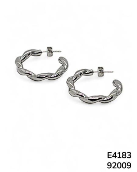 E4183 – Aretes de Arotrenzado plateado estilo